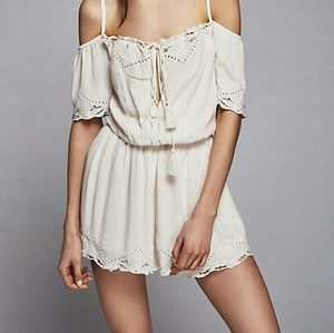 Free People Romance Romper, white with eyelets